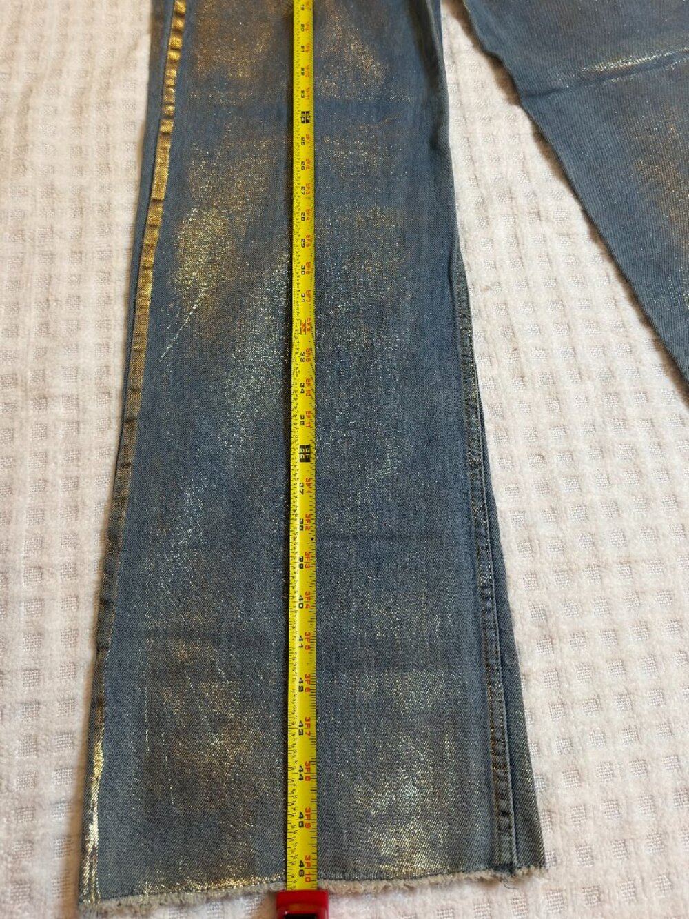 Itβs Oreo Jeans Metallic Gold Wide Leg Jeans Size 8 β¨ - Picture 6 of 6